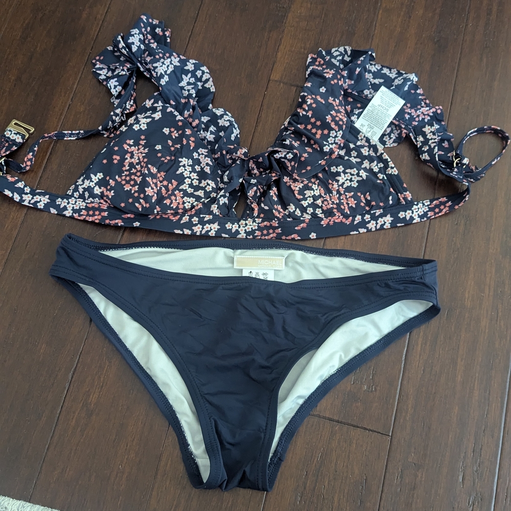 Michael Kors EUC Floral Navy Bikini Set